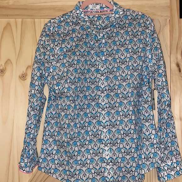 Crown and Ivy Elephant Print Button Down Shirt New - Picture 1 of 4